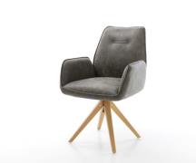 DELIFE Eetkamerstoel Zoa-Flex microvelours grijs antiek houten frame h...