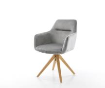 DELIFE Eetkamerstoel Pejo-Flex fluweel grijs houten frame hoekig natuu...