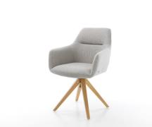 DELIFE Eetkamerstoel Pejo-Flex stripes lichtgrijs houten frame hoekig ...