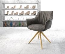DELIFE Eetkamerstoel Keila-Flex met armleuning microvelours antraciet ...