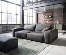 DELIFE Big-sofa Lanzo L kunstleer vintage antraciet 260x110 cm met hoc...