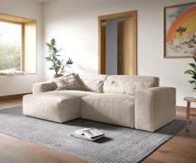 DELIFE Hoekbank Sirpio XL 270x170 cm koord beige recamiere variabele