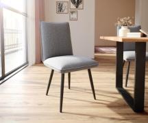 DELIFE Eetkamerstoel Lelio-Flex structuurstof lichtgrijs 4-poot conisc...