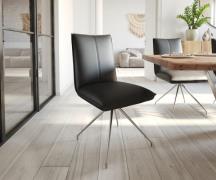 DELIFE Eetkamerstoel Lelio-Flex echt leer zwart kruisframe conisch roe...