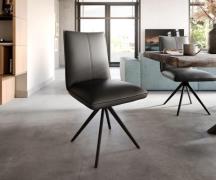 DELIFE Eetkamerstoel Lelio-Flex echt leer zwart kruisframe breed zwart...