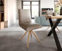 DELIFE Eetkamerstoel Lelio-Flex microvelours taupe vintage houten fram...