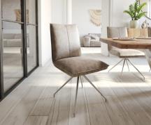 DELIFE Eetkamerstoel Lelio-Flex microvelours taupe vintage kruisframe ...