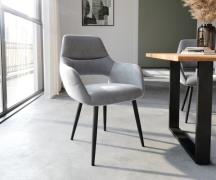 DELIFE Eetkamerstoel Yago-Flex met armleuning fluweel grijs 4-poot con...
