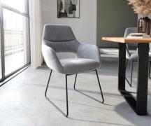 DELIFE Eetkamerstoel Yago-Flex met armleuning fluweel grijs slipframe ...