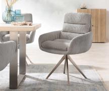 DELIFE Eetkamerstoel Abelia-Flex met armleuning koord zilver grijs kru...