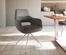 DELIFE Eetkamerstoel Yago-Flex met armleuning microvelours antraciet v...