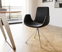 DELIFE Eetkamerstoel Ilia-Flex met armleuning echt leer zwart kruisfra...