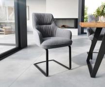 DELIFE Sledemodel Zelia-Flex met armleuning structuurstof lichtgrijs s...