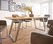 DELIFE Eettafel Edge Boot 200x100x2,5-3 eiken natuur roestvrij staal  ...