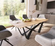 DELIFE Eettafel Edge Boot 200x100x2,5-3 eiken natuur Spider staal  zwa...