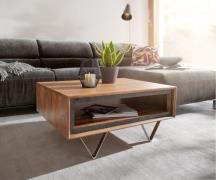 DELIFE Salontafel Stonegrace 80x60 cm acacia natuur 1 vak steenfineer