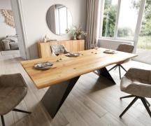 DELIFE Eettafel Edge 200x100x2,5 eiken natuur V-frame staal  zwart  Li...