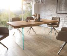 DELIFE Eettafel Edge 180x90 XL acacia natuur glas Live-Edge