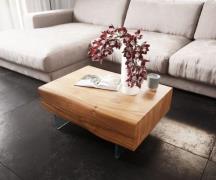 DELIFE Salontafel New Live-Edge 115x60 cm acacia natuur 2 laden 1 legp...