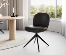 DELIFE Draaistoel Nube-Flex echt leer zwart kruisframe breed zwart 360...