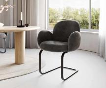 DELIFE Sledemodel Nube-Flex met armleuning microvelours antraciet vint...