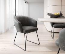 DELIFE Eetkamerstoel Caja-Flex met armleuning microvelours antraciet v...