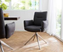 DELIFE Draaistoel Jova-Flex met armleuning microvelours antraciet vint...