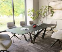 DELIFE Eettafel Edge 300x100cm Laminam® keramiek grijs middenpoot vlak...