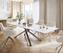 DELIFE Eettafel Edge 300x100cm Laminam® keramiek wit middenpoot kruis ...