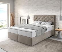 DELIFE Boxspringbed Dream-Great 140x200 cm Microvezel Beige met TFK Ma...