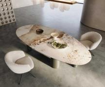 DELIFE Eettafel Edge ovaal 280x130 keramiek Minas Melange wit-beige pi...