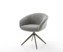 DELIFE Draaistoel Vinka-Flex met armleuning bouclé zilver grijs kruisf...