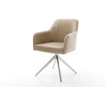 DELIFE Eetkamerstoel Greg-Flex microvelours beige vintage kruisframe b...