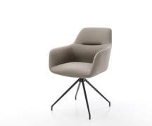 DELIFE Eetkamerstoel Pejo-Flex echt leer mud kruisframe conisch zwart ...