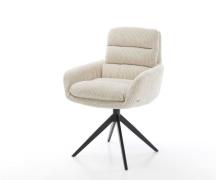 DELIFE Eetkamerstoel Abelia-Flex met armleuning koord beige kruisframe...