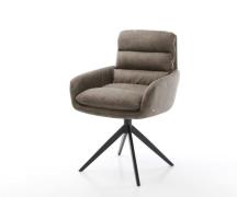 DELIFE Eetkamerstoel Abelia-Flex met armleuning microvelours taupe vin...