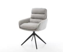 DELIFE Eetkamerstoel Abelia-Flex met armleuning stripes lichtgrijs kru...