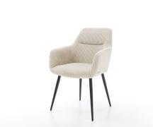 DELIFE Eetkamerstoel Pejo-Flex koord beige 4-poot conisch zwart pocket...