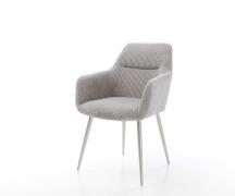 DELIFE Eetkamerstoel Pejo-Flex koord zilver grijs 4-poot conisch roest...