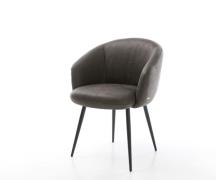 DELIFE Eetkamerstoel Caja-Flex met armleuning microvelours antraciet v...