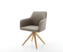 DELIFE Eetkamerstoel Greg-Flex echt leer mud houten frame hoekig natuu...