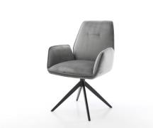 DELIFE Eetkamerstoel Zoa-Flex fluweel grijs kruisframe breed zwart poc...