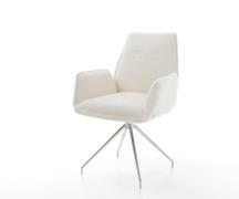 DELIFE Eetkamerstoel Zoa-Flex bouclé wit kruisframe conisch roestvrij ...