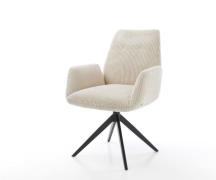 DELIFE Eetkamerstoel Zoa-Flex koord beige kruisframe breed zwart pocke...