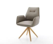 DELIFE Eetkamerstoel Zoa-Flex echt leer mud houten frame hoekig natuur...