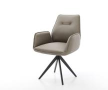 DELIFE Eetkamerstoel Zoa-Flex echt leer mud kruisframe hoekig zwart po...