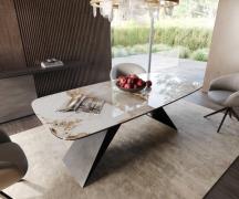 DELIFE Eetkamertafel Edge Boot 200x100 keramiek Minas Melange wit-beig...