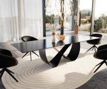 DELIFE Eettafel Edge 300x100 Reliëf glas gerookt zwart 3D design Infin...