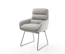 DELIFE Eetkamerstoel Abelia-Flex met armleuning stripes lichtgrijs sli...