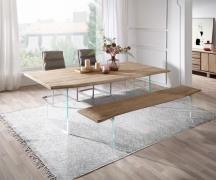 DELIFE Eettafel Edge 200x100 acacia champagne verre Live-Edge